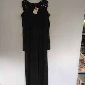 New Black long sleeve/ cold shoulder jumpsuitw/pearls
